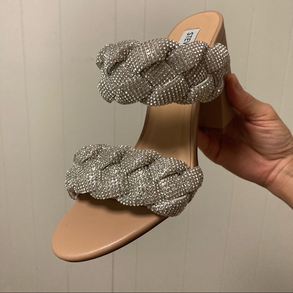 Steve Madden Rhinestone Braided Block Sandals - Picture 14 of 15